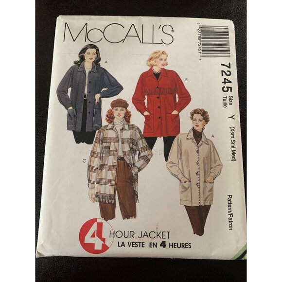 McCall's Misses Jacket Sewing Pattern Sz XSM - Med 7245 - Uncut - Picture 1 of 9